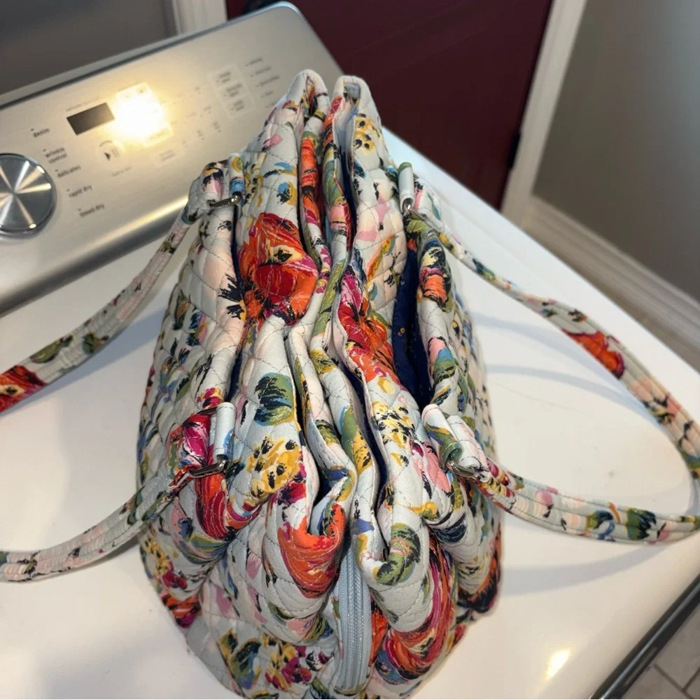 Vera Bradley Sea Air Floral Triple Compartment Large Shoulder Bag